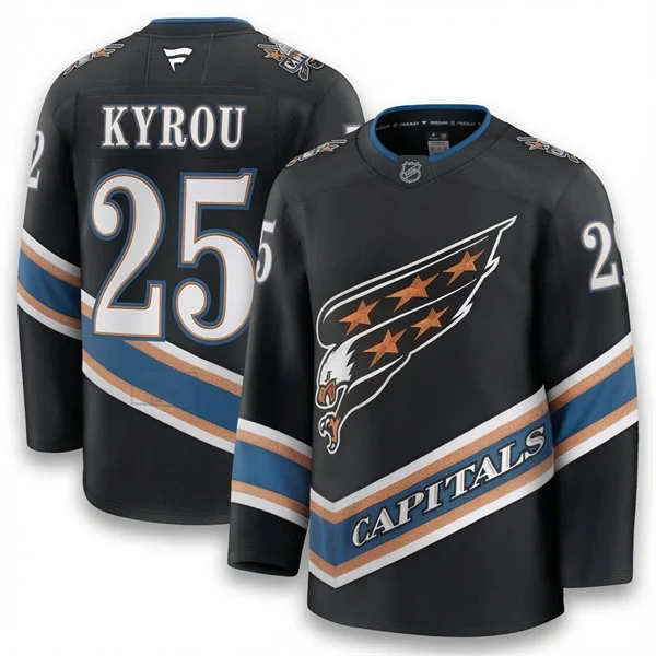 Men's Washington Capitals #25 Jordan Kyrou Fanatics Black Alternate 50th Anniversary Premium Jersey