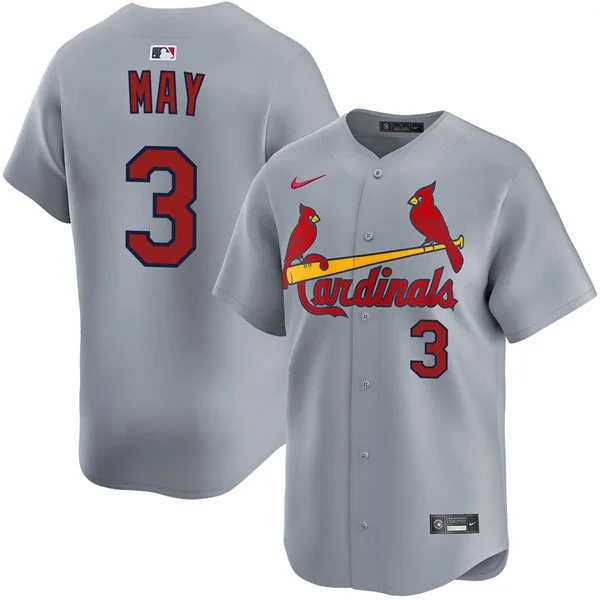 Men's St. Louis Cardinals #3 Dustin May Nike Gray Road Limited Limited Jersey