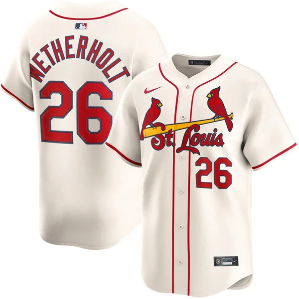 Men's St. Louis Cardinals #26 JJ Wetherholt Nike Cream Alternate Limited Jersey