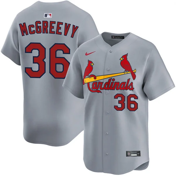 Men's St. Louis Cardinals #36 Michael McGreevy Nike Gray Road Limited Limited Jersey