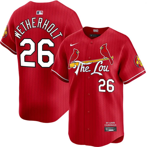 Men's St. Louis Cardinals #26 JJ Wetherholt Scarlet City Connect Limited Jersey
