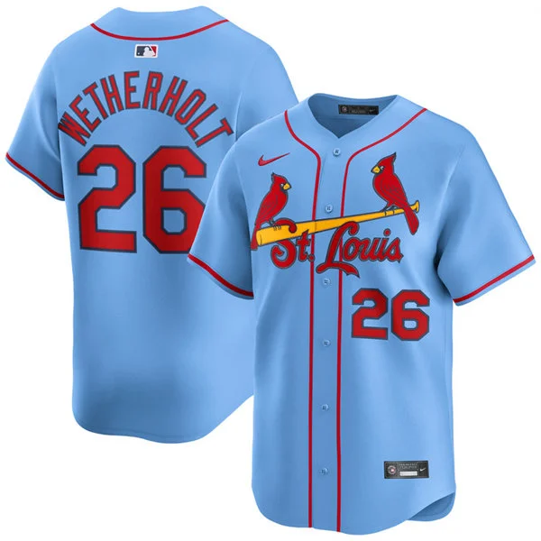 Men's St. Louis Cardinals #26 JJ Wetherholt Nike Light Blue Alternate Limited Jersey