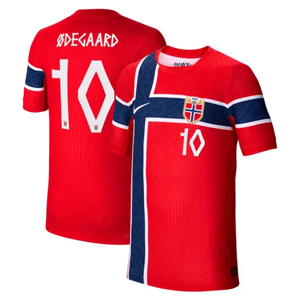 Men's Norway National Team #10 Martin Odegaard Home Red 2026 FIFA World Cup Soccer Jersey