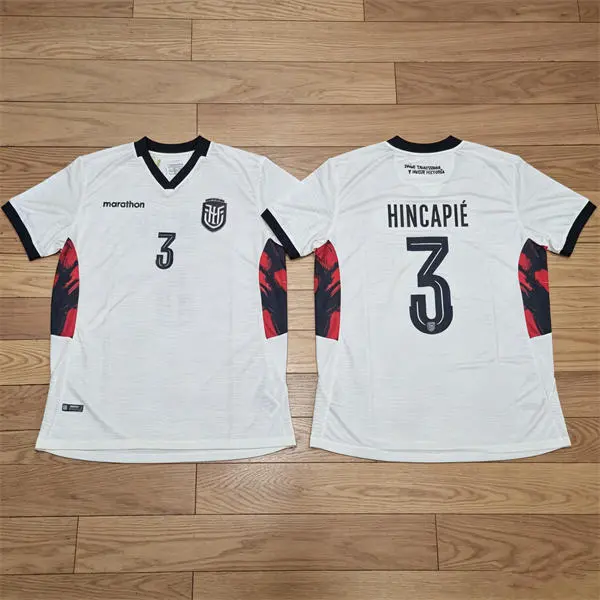 Mens Ecuador National Team #3 Piero Hincapie White Third 2026 FIFA World Cup Soccer Jersey