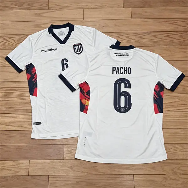 Mens Ecuador National Team #6 Willian Pacho White Third 2026 FIFA World Cup Soccer Jersey