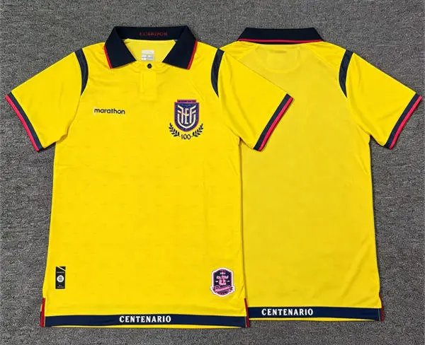 Mens Ecuador National Team Soccer 2025 Yellow 100th Centenario Commemorative Edition Jersey