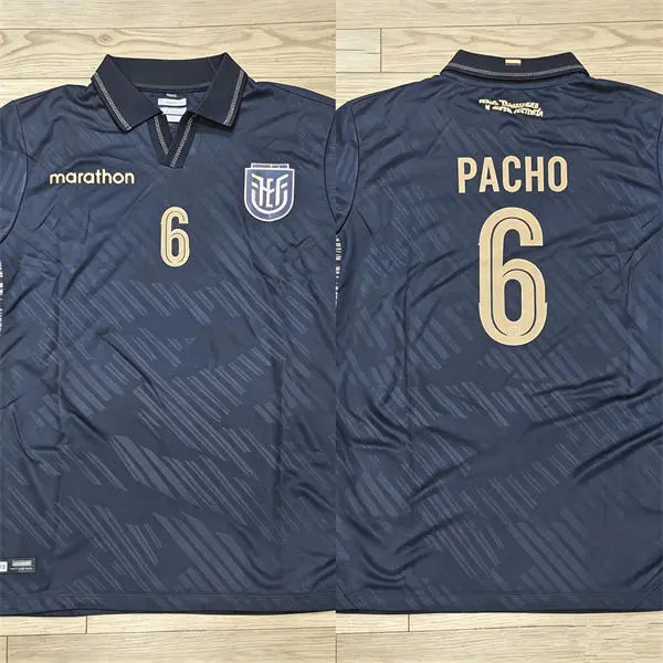 Mens Ecuador National Team #6 Willian Pacho Navy Away 2026 FIFA World Cup Soccer Jersey