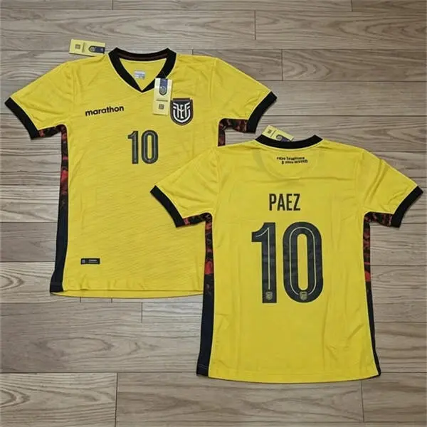 Mens Ecuador National Team #10 Kendry Paez Home Yellow 2026 FIFA World Cup Soccer Jersey