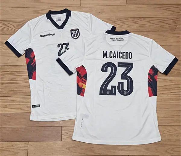 Mens Ecuador National Team #23 Moises Caicedo White Third 2026 FIFA World Cup Soccer Jersey