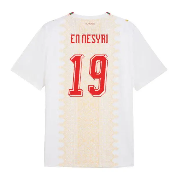 Mens Morocco National Team #19 Youssef En-Nesyri White Away 2026 FIFA World Cup Soccer Jersey