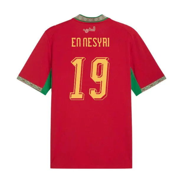 Mens Morocco National Team #19 Youssef En-Nesyri Home Red 2026 FIFA World Cup Soccer Jersey
