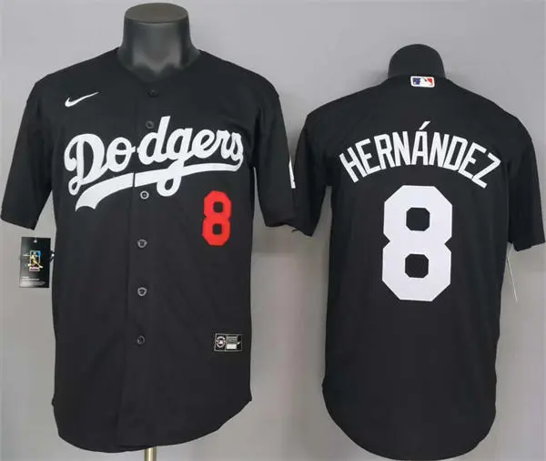 Mens Los Angeles Dodgers #8 Kike Hernandez Nike Black Fashion Limited Jersey