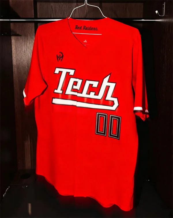 Texas Tech Red Raiders Custom Red TECH Adidas Baseball Limited Jersey