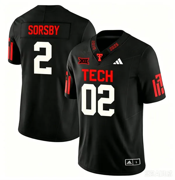 Texas Tech Red Raiders #2 Brendan Sorsby Black 1925 100th Anniversary throwback inspired Jersey