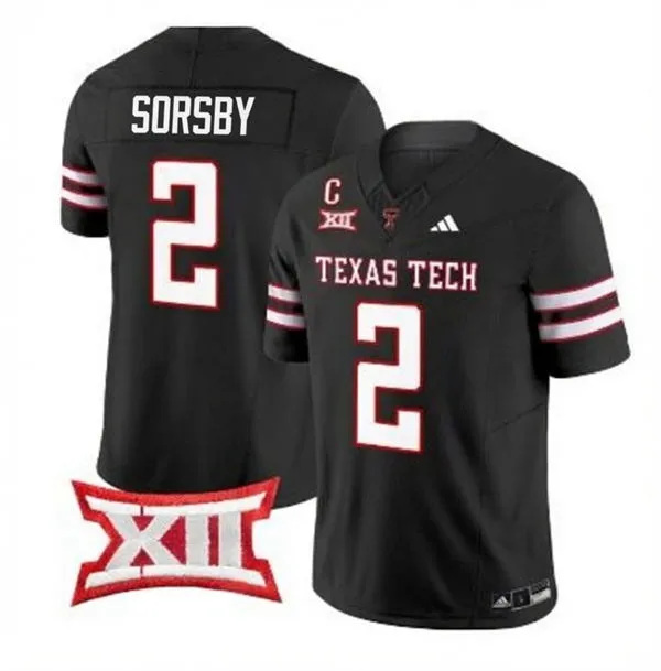 Texas Tech Red Raiders #2 Brendan Sorsby Black Football Game Jersey