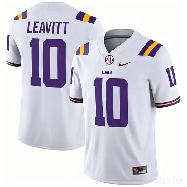 LSU Tigers #10 Sam Leavitt white F.U.S.E. Limited College Football Game Jersey