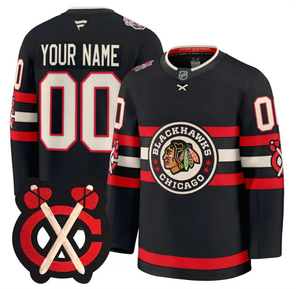 Chicago Blackhawks Custom Black 2025 NHL Winter Classic Premium Jersey