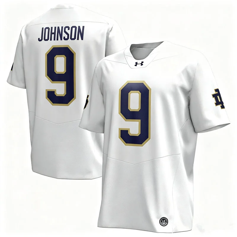 Notre Dame Fighting Irish #9 Brauntae Johnson White with Name Football Jersey