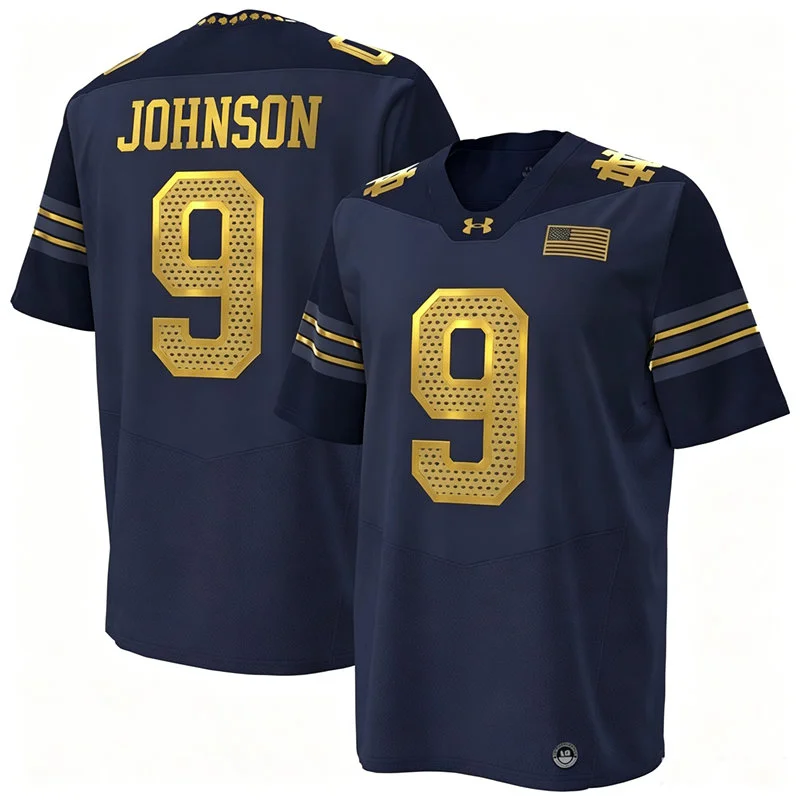Notre Dame Fighting Irish #9 Brauntae Johnson Navy 2026 Shamrock Series Football Jersey