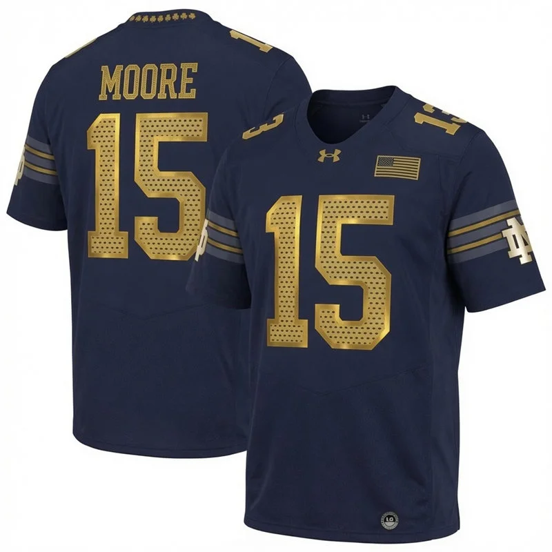Notre Dame Fighting Irish #15 Leonard Moore Navy 2026 Shamrock Series Football Jersey