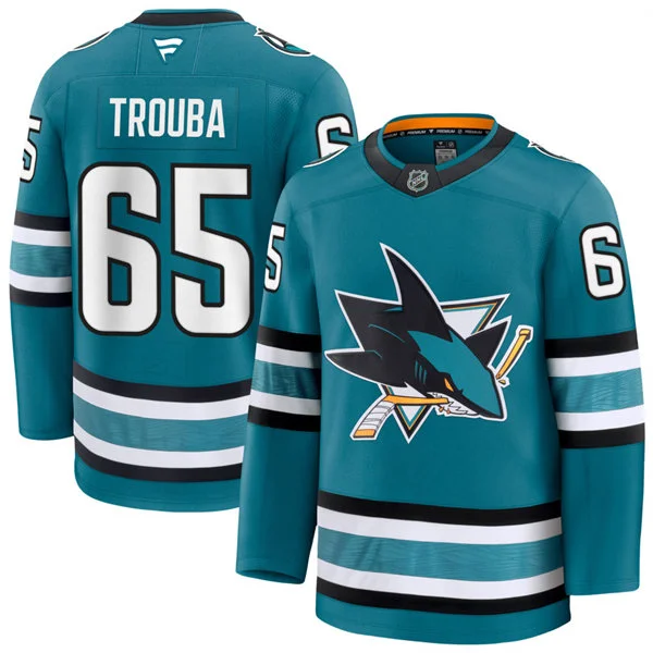 Mens San Jose Sharks #65 Jacob Trouba Fanatics Home Teal Premium Jersey