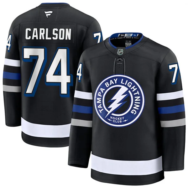 Mens Tampa Bay Lightning #74 John Carlson Fanatics Black Alternate Premium Jersey