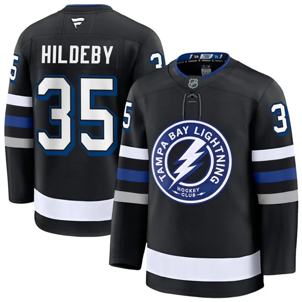 Mens Tampa Bay Lightning #35 Dennis Hildeby Fanatics Black Alternate Premium Jersey