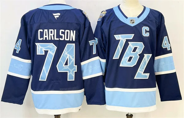 Mens Tampa Bay Lightning #74 John Carlson 2026 Stadium Series Premium Jersey Blue
