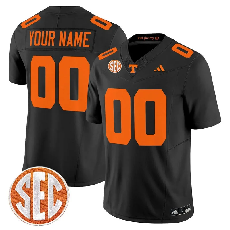 Tennessee Volunteers Custom 2026 Adidas Dark Mode Black Football Game Jersey