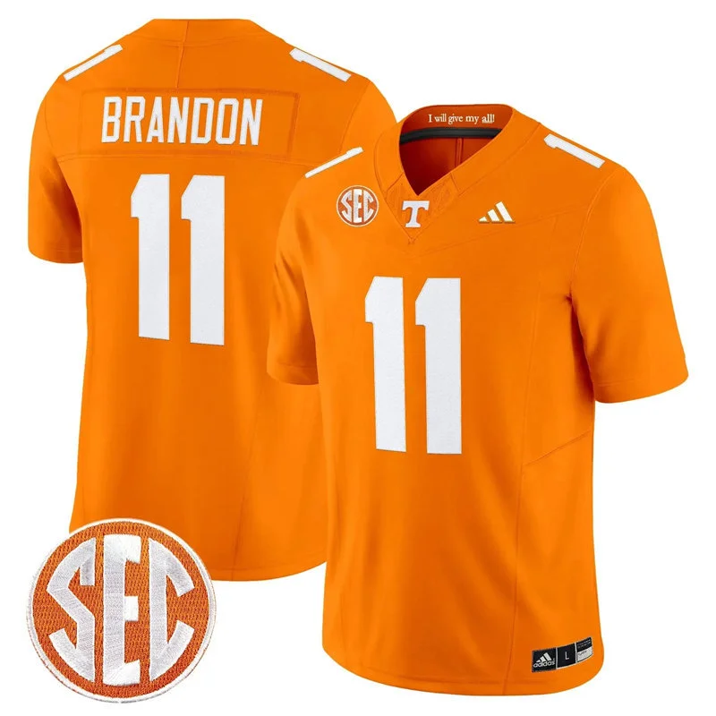 Tennessee Volunteers #11 Faizon Brandon 2026 Adidas Orange Football Game Jersey