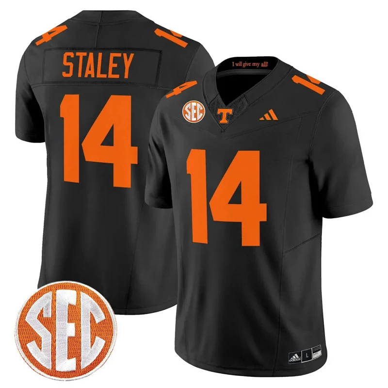 Tennessee Volunteers #14 Braylon Staley 2026 Adidas Dark Mode Black Football Game Jersey