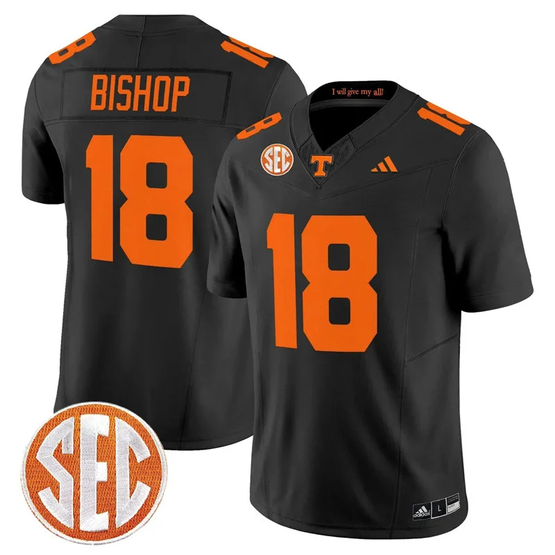 Tennessee Volunteers #18 DeSean Bishop 2026 Adidas Dark Mode Black Football Game Jersey
