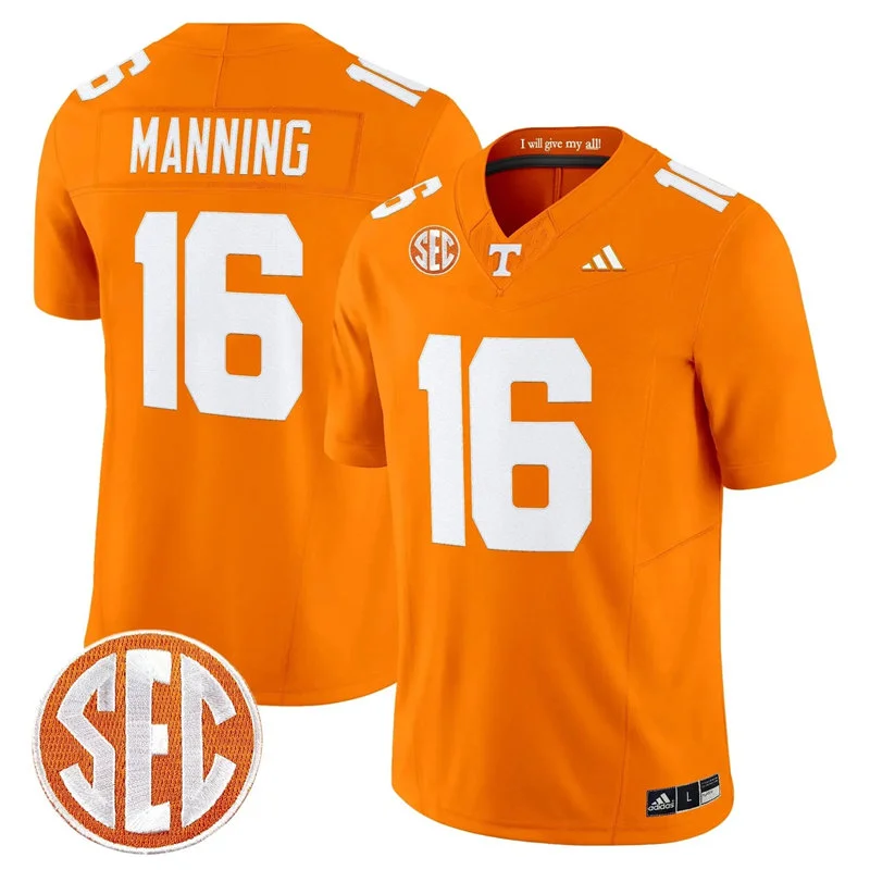 Tennessee Volunteers #16 Peyton Manning 2026 Adidas Orange Football Game Jersey