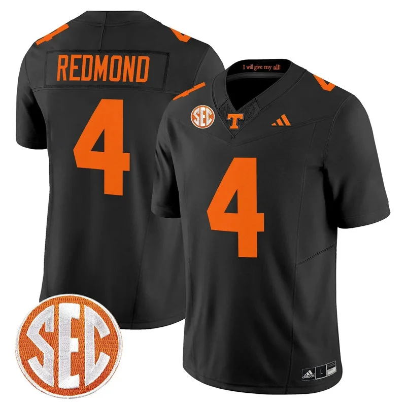 Tennessee Volunteers #4 Ty Redmond 2026 Adidas Dark Mode Black Football Game Jersey