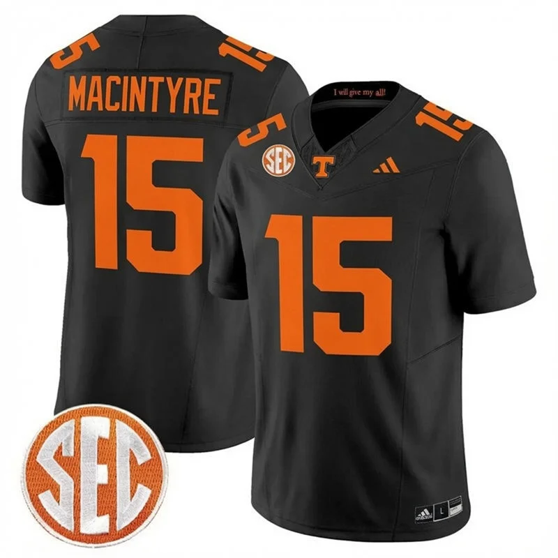 Tennessee Volunteers #15 George MacIntyre 2026 Adidas Dark Mode Black Football Game Jersey
