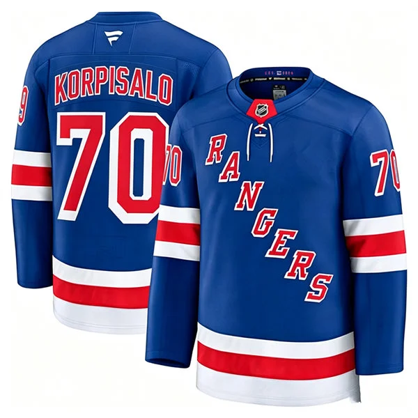 Mens New York Rangers #70 Joonas Korpisalo Fanatics Royal Home Premium Jersey