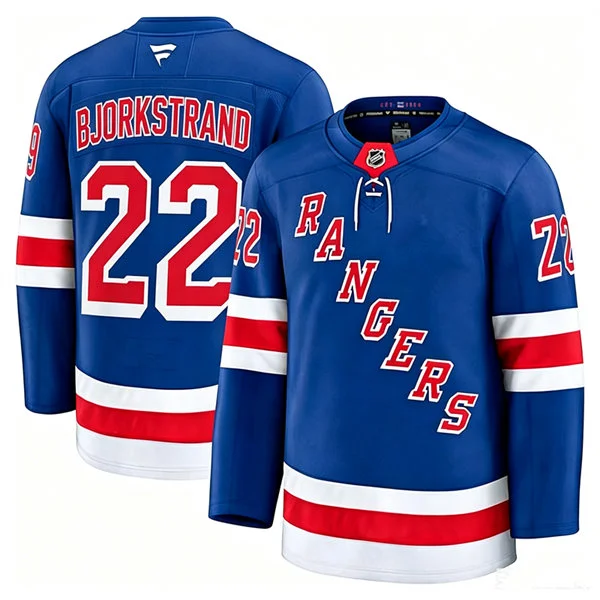Mens New York Rangers #22 Oliver Bjorkstrand Fanatics Royal Home Premium Jersey
