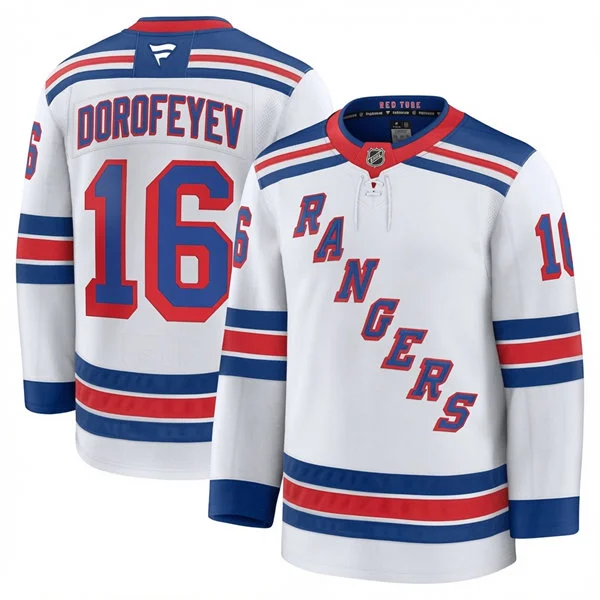 Mens New York Rangers #16 Pavel Dorofeyev Fanatics White Away Premium Jersey