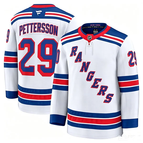 Mens New York Rangers #29 Marcus Pettersson Fanatics White Away Premium Jersey