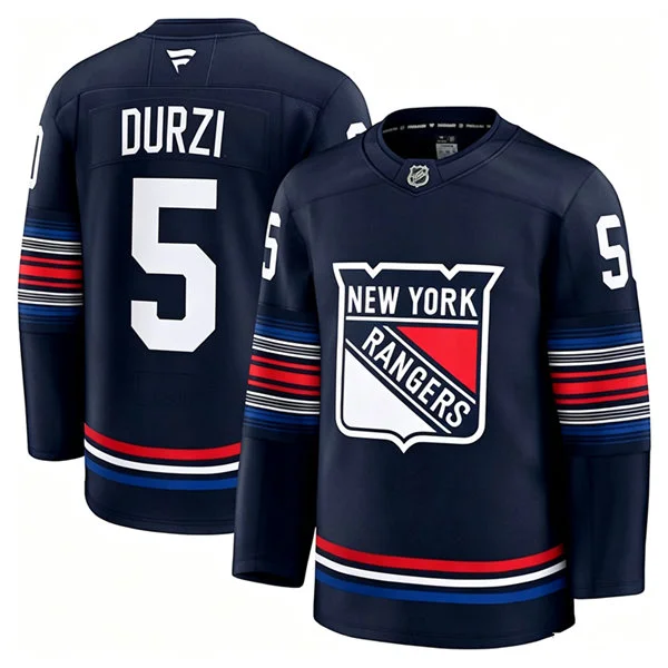 Mens New York Rangers #5 Sean Durzi  Fanatics Navy Alternate Premium Jersey