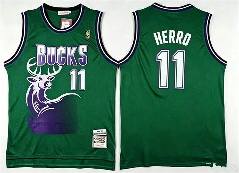 Mens Milwaukee Bucks #11 Tyler Herro Gereen Hardwood Classics Jersey