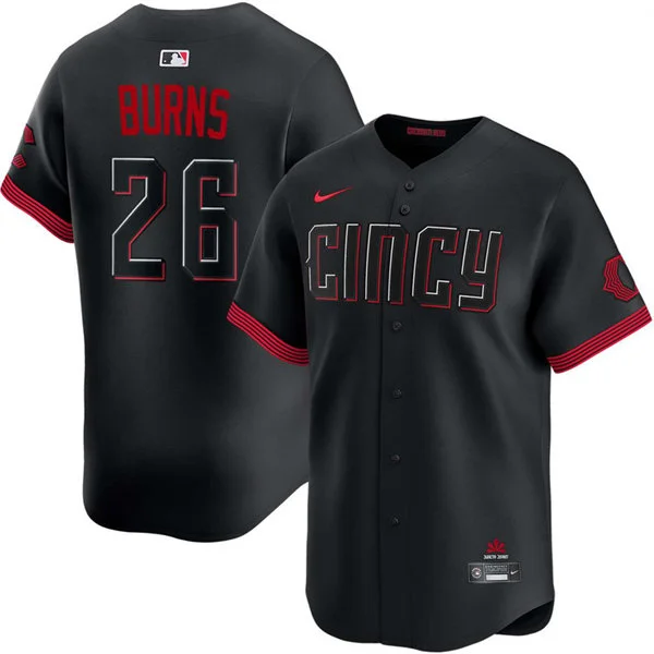 Men's Cincinnati Reds #26 Chase Burns Nike Black City Connect Limited Jersey