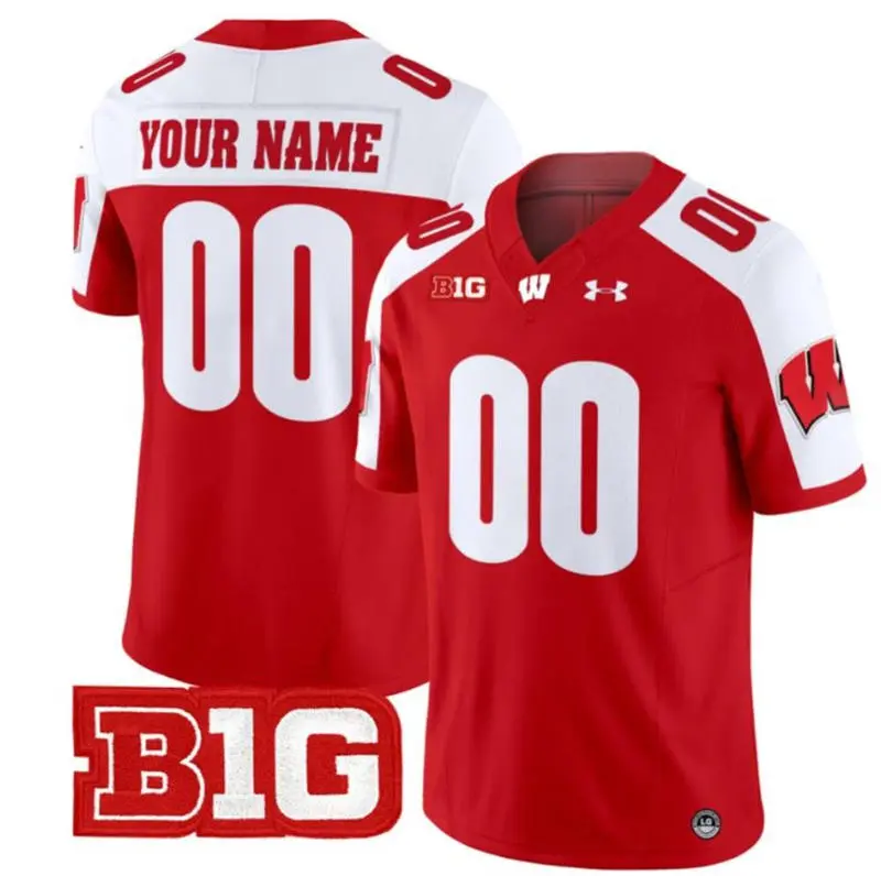 Wisconsin Badgers Custom Red White Football Gratitude Jersey