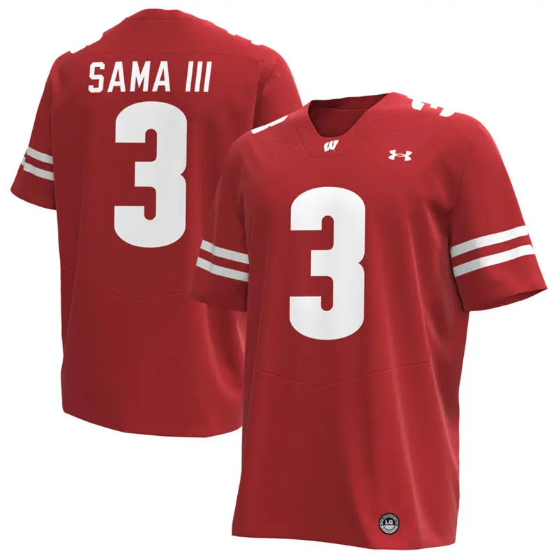 Wisconsin Badgers #3 Abu Sama III Cardinal College Football Game Jersey