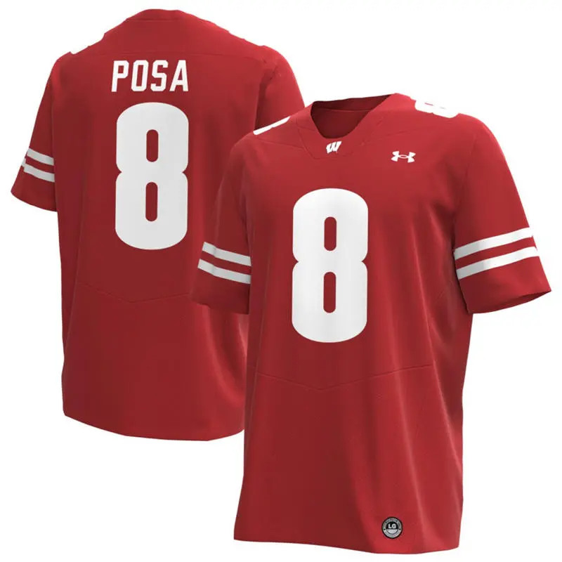 Wisconsin Badgers #8 Mason Posa Cardinal College Football Game Jersey