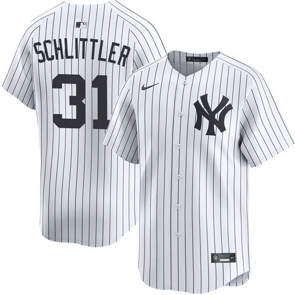 Men's New York Yankees #31 Cam Schlittler Nike White Home with Name Limited Jersey