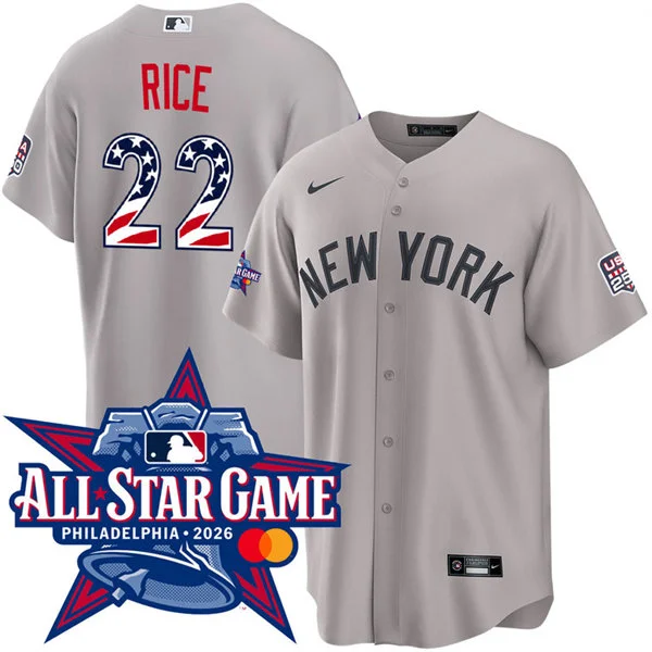 Mens New York Yankees #22 Ben Rice Nike Gray 2026 All-Star Edition Stars & Stripes Stadium Jersey