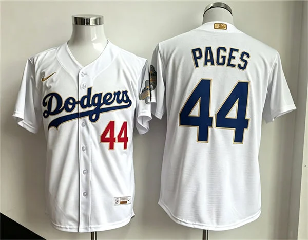 Mens Los Angeles Dodgers #44 Andy Pages Nike 2026 White Gold Collection Stadium Limited Jersey