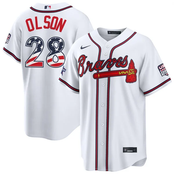 Mens Atlanta Braves #28 Matt Olson Nike White 2026 All-Star Edition Stars & Stripes Stadium Jersey