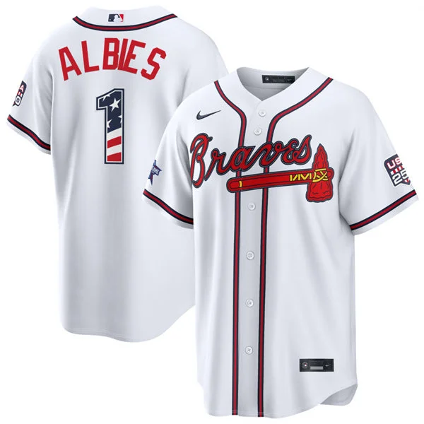 Mens Atlanta Braves #1 Ozzie Albies Nike White 2026 All-Star Edition Stars & Stripes Stadium Jersey